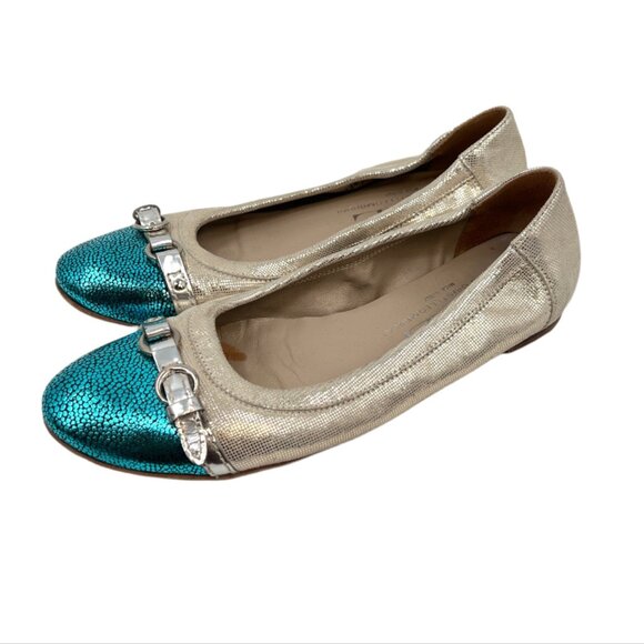 Agl Shoes - AGL Metallic Leather Flat Shoes